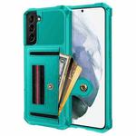 For Samsung Galaxy S22 5G ZM06 Card Bag TPU + Leather Phone Case(Cyan)