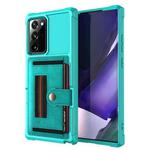 For Samsung Galaxy Note20 ZM06 Card Bag TPU + Leather Phone Case(Cyan)