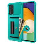 For Samsung Galaxy A72 5G / 4G ZM06 Card Bag TPU + Leather Phone Case(Cyan)