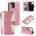 For iPhone 14 Pro Max Stitching Calf Texture Leather Case (Rose Gold)