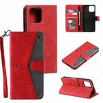 For iPhone 14 Pro Stitching Calf Texture Leather Case(Red)