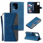 For iPhone 14 Plus Stitching Calf Texture Leather Case (Blue)