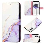 For Nothing Phone 1 PT003 Marble Pattern Flip Leather Phone Case(White Purple)