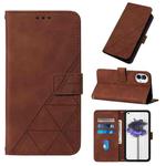 For Nothing Phone 1 3D Embossed Flip Leather Phone Case(Brown)