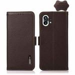 For Nothing Phone 1 KHAZNEH Side-Magnetic Litchi Genuine Leather RFID Phone Case(Brown)