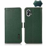 For Nothing Phone 1 KHAZNEH Side-Magnetic Litchi Genuine Leather RFID Phone Case(Green)