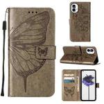 For Nothing Phone 1 Embossed Butterfly Leather Phone Case(Grey)
