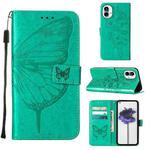 For Nothing Phone 1 Embossed Butterfly Leather Phone Case(Green)