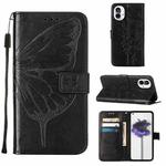 For Nothing Phone 1 Embossed Butterfly Leather Phone Case(Black)