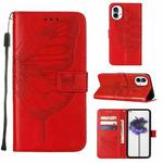 For Nothing Phone 1 Embossed Butterfly Leather Phone Case(Red)