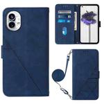 For Nothing Phone 1 Crossbody 3D Embossed Flip Leather Phone Case(Blue)