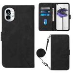 For Nothing Phone 1 Crossbody 3D Embossed Flip Leather Phone Case(Black)