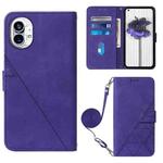 For Nothing Phone 1 Crossbody 3D Embossed Flip Leather Phone Case(Purple)