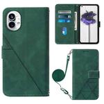 For Nothing Phone 1 Crossbody 3D Embossed Flip Leather Phone Case(Dark Green)