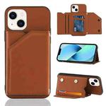 For iPhone 14 Plus Skin Feel PU + TPU + PC Back Cover Shockproof Case (Brown)