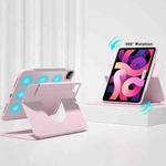 For iPad 10.2 2019 / 2020 / 2021 Front Stand Rotating Clear Back Smart Tablet Case(Pink)