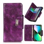 For iPhone 14 Plus 6 Card Slots Leather Phone Case (Purple)