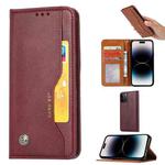 For iPhone 14 Pro Knead Skin Texture Leather Case(Wine Red)