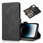 For iPhone 14 Pro Retro Magnetic Closing Clasp Leather Case(Black)