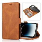 For iPhone 14 Pro Retro Magnetic Closing Clasp Leather Case(Brown)