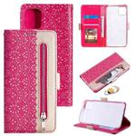 For iPhone 14 Pro Max Double Button Zipper Leather Case (Rose Red)