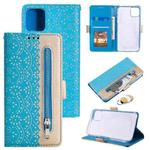 For iPhone 14 Double Button Zipper Leather Case (Blue)