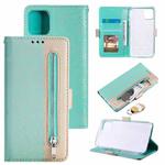 For iPhone 14 Plus Double Button Zipper Leather Case (Green)
