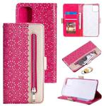 For iPhone 14 Plus Double Button Zipper Leather Case (Rose Red)