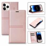 For iPhone 14 Pro Max Magnetic Leather Phone Case (Rose Gold)