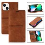 For iPhone 14 Magnetic Leather Phone Case (Brown)