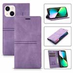 For iPhone 14 Plus Magnetic Leather Phone Case (Purple)