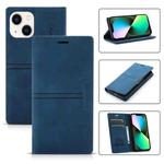 For iPhone 14 Plus Magnetic Leather Phone Case (Blue)