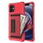 For iPhone 12 mini ZM06 Card Bag TPU + Leather Phone Case (Red)