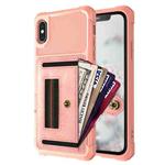 For iPhone X / XS ZM06 Card Bag TPU + Leather Phone Case(Pink)