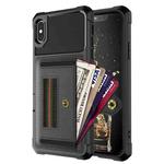 For iPhone XS Max ZM06 Card Bag TPU + Leather Phone Case(Black)