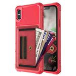For iPhone XS Max ZM06 Card Bag TPU + Leather Phone Case(Red)