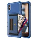 For iPhone XS Max ZM06 Card Bag TPU + Leather Phone Case(Blue)
