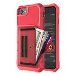 For iPhone SE 2022 / SE 2020 / 8 / 7 / 6 ZM06 Card Bag TPU + Leather Phone Case(Red)