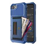 For iPhone SE 2022 / SE 2020 / 8 / 7 / 6 ZM06 Card Bag TPU + Leather Phone Case(Blue)