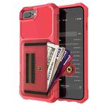 ZM06 Card Bag TPU + Leather Phone Case For iPhone 8 Plus / 7 Plus / 6 Plus(Red)