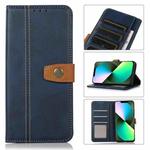 For iPhone 14 Stitching Thread Calf Texture Leather Phone Case (Blue)