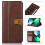 For iPhone 14 Stitching Thread Calf Texture Leather Phone Case (Coffee)