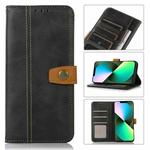 For iPhone 14 Plus Stitching Thread Calf Texture Leather Phone Case (Black)