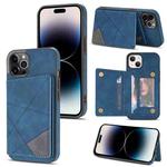 For iPhone 14 Pro Line Card Holder Phone Case(Blue)