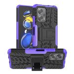 For Xiaomi Redmi Note 11T Pro Tire Texture TPU + PC Phone Case with Holder(Purple)