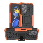 For Xiaomi Redmi Note 11T Pro Tire Texture TPU + PC Phone Case with Holder(Orange)