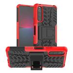 For Sony Xperia 10 IV Tire Texture TPU + PC Phone Case with Holder(Red)