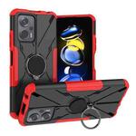 For Xiaomi Redmi Note 11T Pro Armor Bear Shockproof PC + TPU Phone Case with Ring(Red)
