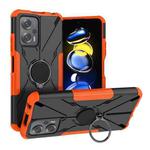 For Xiaomi Redmi Note 11T Pro Armor Bear Shockproof PC + TPU Phone Case with Ring(Orange)