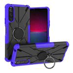 For Sony Xperia 10 IV Armor Bear Shockproof PC + TPU Phone Case with Ring(Purple)